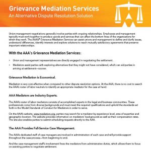 Grievance Mediation Services | American Arbitration Association