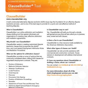 Clause Builder Employment Contracts | American Arbitration Association