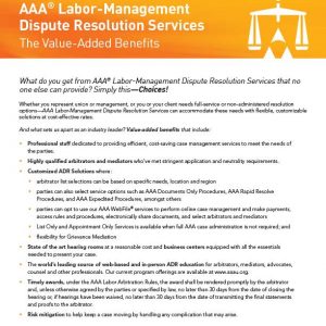 Labor Management Services Value Added Benefits | American Arbitration Association