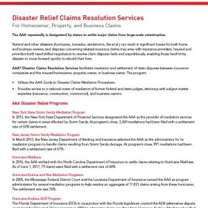 Disaster Relief Claims Resolution Services | American Arbitration Association