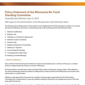 MN NoFault Standing Committee | American Arbitration Association