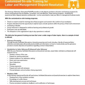 Labor Custom OnSite Training | American Arbitration Association