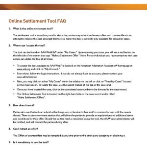 Online Settlement Tool FAQs | American Arbitration Association