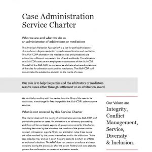 Case-Administration-Service-Charter | American Arbitration Association