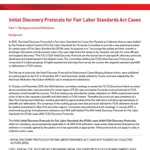 Discovery Protocols FLSA | American Arbitration Association