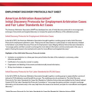Discovery Protocols Employment Fair Labor | American Arbitration Association