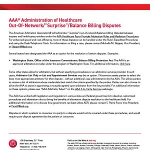 Administration Healthcare Surprise Disputes | American Arbitration Association