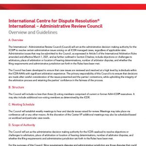 Council Overview Guidelines | American Arbitration Association