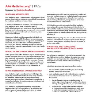 Mediation.org FAQs | American Arbitration Association